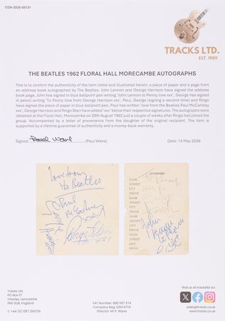 Lot #382 Beatles Signatures - Obtained at Floral Hall, Morecambe (August 29, 1962) - 11 Days After Ringo Joined - Image 4