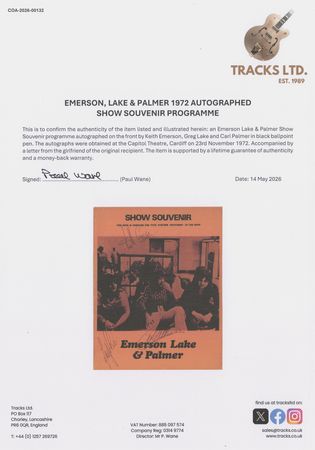Lot #406 Emerson, Lake, and Palmer Signed 1972 UK Tour Program - Image 2