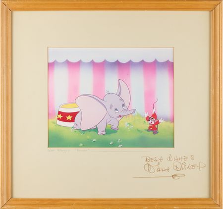 Lot #300. Walt Disney Signed 'Dumbo' Dye Transfer Print