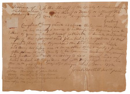 Lot #146 Josiah Bartlett Autograph Document Signed