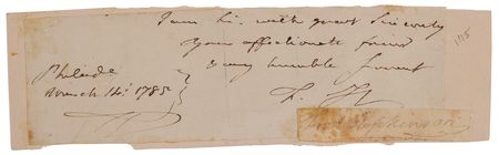 Lot #152 Francis Hopkinson Signature and Initialed