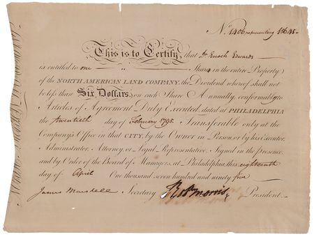 Lot #155 Robert Morris Document Signed to Dr.