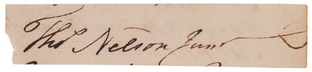 Lot #157 Thomas Nelson, Jr. Signature
