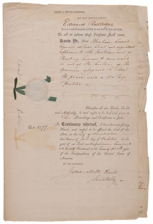 Lot #162 Edward Rutledge Document Signed as