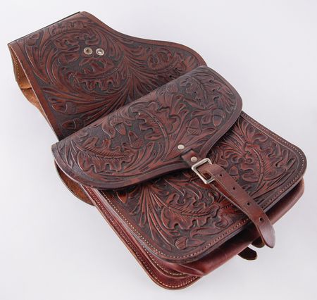 Lot #625 Steve McQueen's Ornate Oak-Leaf Tooled Leather Saddlebags - From the Collection of Photographer Barry Feinstein - Image 3