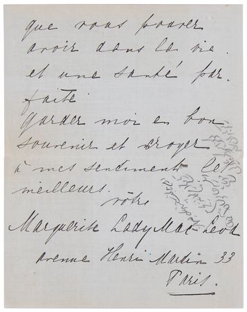 Lot #234 Mata Hari War-Dated Autograph Letter Signed as “Marguerite Lady Mac-Leod” - Image 4