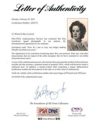 Lot #589 Elsa Lanchester Signed Oversized Photograph - Image 2