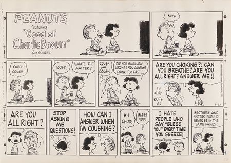 Lot #335 Charles Schulz Signed Original Hand-Drawn