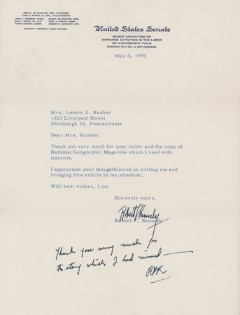 Lot #168 Robert F. Kennedy Typed Letter Signed