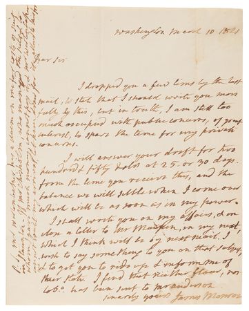 Lot #13 James Monroe Autograph Letter Signed as