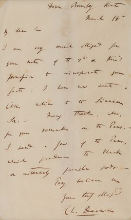 Lot #209 Charles Darwin Autograph Letter Signed to Mycologist Miles Joseph Berkeley on Seed Germination Experiments (1856) - Image 2