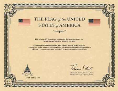 Lot #135 Donald Trump 2025 U.S. Capitol-Flown Inauguration Flag - Image 2