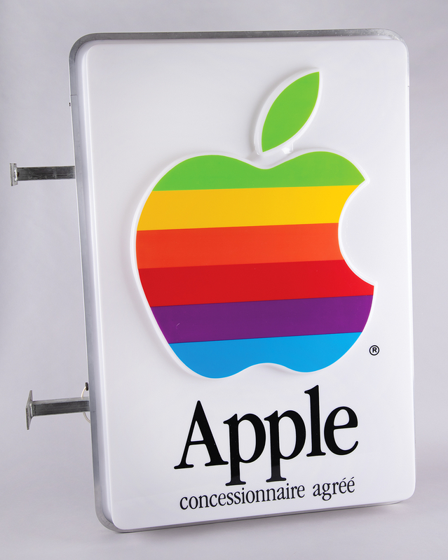Lot 4133 Apple 'Rainbow Logo' Double-Sided Illuminated Dealer Sign for the French Market