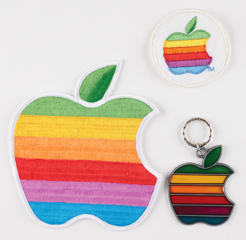 Lot 4147 Apple Computer (3) Early 'Rainbow Logo' Promotional Items, Including a Steve Jobs-Commissioned Computer Fair Patch (circa 1978-1979)