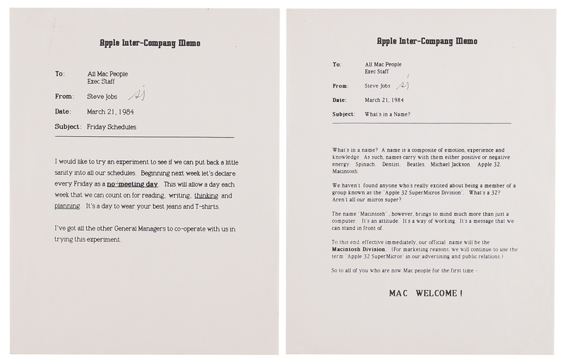Lot 4033 Steve Jobs (2) Apple Inter-Company Memos: 