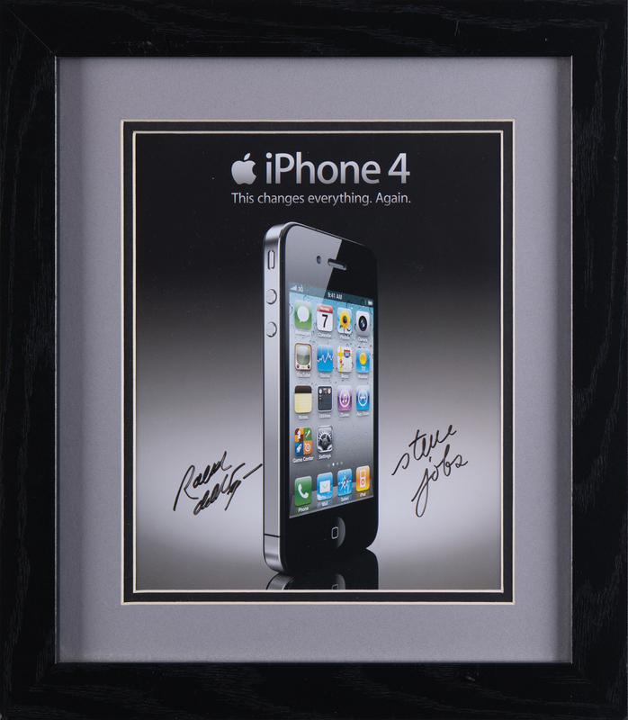 Lot 4225 Steve Jobs and Ralph De La Vega Signed iPhone 4 Launch Poster