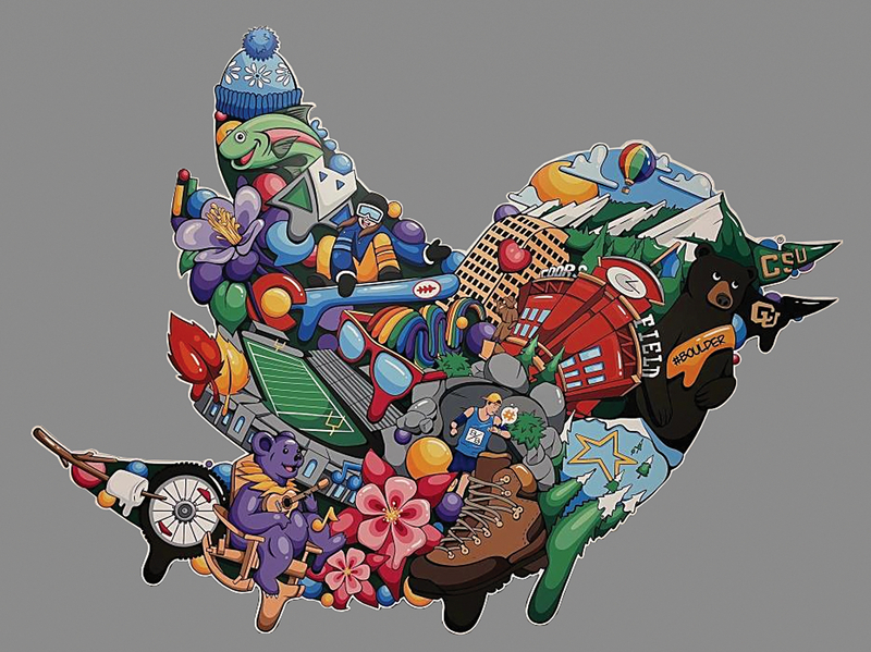 Lot 4188 Twitter Inc. Official 'Larry Art Boulder' Bird Logo Metal Wall Sign (57˝ x 47˝)