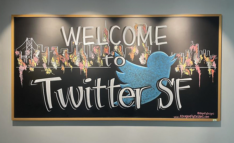Lot 4187 Twitter Inc. 'Welcome to Twitter SF' Hand-Painted Chalkboard Sign from the Company's San Francisco Headquarters (120˝ x 60˝)