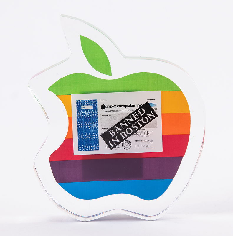 Lot 4142 Apple Computer 1980 'Banned in Boston' Lucite IPO Tombstone (Deal Toy)