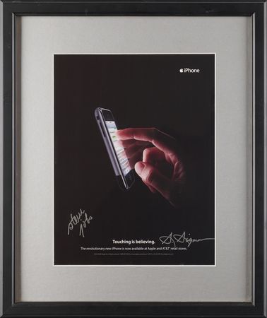 Lot #4029 Steve Jobs Signed iPhone Print Ad - Image 1