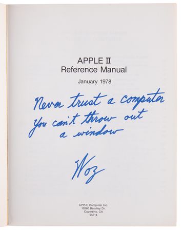 Lot #4048 Steve Wozniak Signed Apple II Reference Manual: 