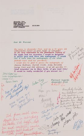 Lot #4025 Steve Jobs Signature on 1984 Fan Letter Co-Signed by Steve Wozniak, John Sculley, and (13) Members of the Macintosh Team - “Let's change the world! steve jobs” - Image 3