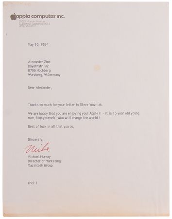 Lot #4025 Steve Jobs Signature on 1984 Fan Letter Co-Signed by Steve Wozniak, John Sculley, and (13) Members of the Macintosh Team - “Let's change the world! steve jobs” - Image 5