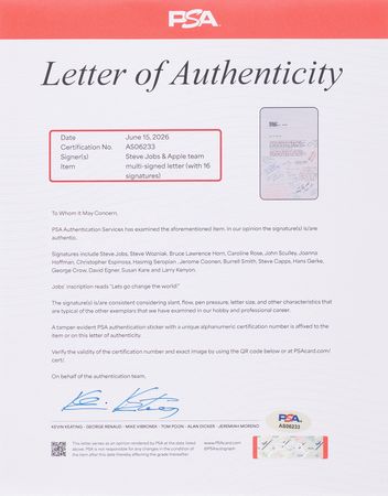Lot #4025 Steve Jobs Signature on 1984 Fan Letter Co-Signed by Steve Wozniak, John Sculley, and (13) Members of the Macintosh Team - “Let's change the world! steve jobs” - Image 6