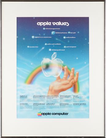 Lot #4116. Del Yocam's Oversized "Apple Values" Poster - From the Wall of His Apple Office