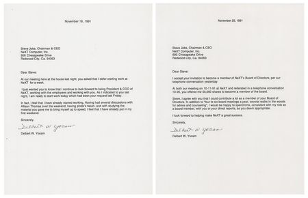 Lot #4030 Del Yocam's Archive of Typed Meeting Notes and Letter Drafts to Steve Jobs During NeXT Recruitment (1991) - Image 2