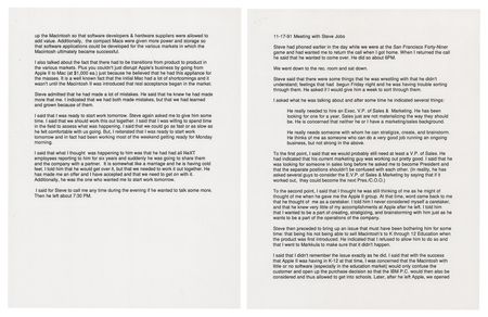 Lot #4030 Del Yocam's Archive of Typed Meeting Notes and Letter Drafts to Steve Jobs During NeXT Recruitment (1991) - Image 8