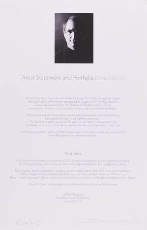 Lot #4024 Steve Jobs Portfolio of (41) Artist-Proof Prints by Photographer Jeffrey Newbury from His Unpublished 1997 Time Magazine Cover Session - Image 2