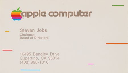 Lot #4031. Steve Jobs Apple Computer Business Card (c. 1983)