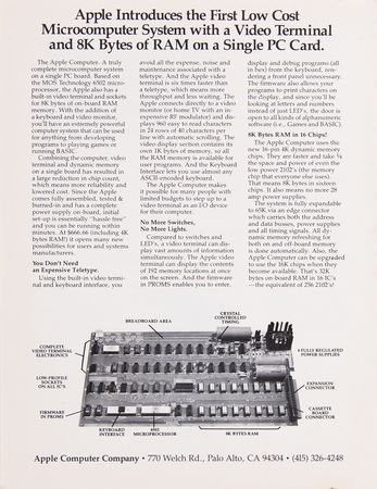 Lot #4041 Apple-1 Computer Operation Manual and Original 1976 Apple-I Advertising Flyer - From the Collection of Ron Wayne - Image 9