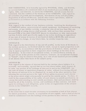 Lot #4034 Apple Computer Company Founding Documents Group of (4) Mimeograph Copies Including the Partnership Agreement, Amendment, and Ronald Wayne Withdrawal - Image 3