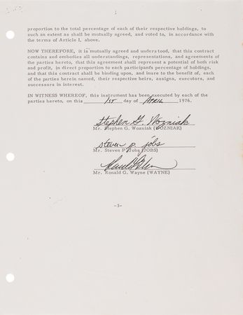 Lot #4034 Apple Computer Company Founding Documents Group of (4) Mimeograph Copies Including the Partnership Agreement, Amendment, and Ronald Wayne Withdrawal - Image 4