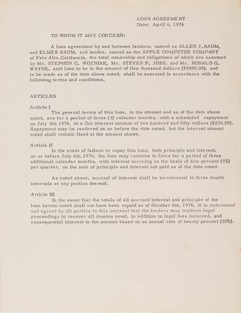 Lot #4034 Apple Computer Company Founding Documents Group of (4) Mimeograph Copies Including the Partnership Agreement, Amendment, and Ronald Wayne Withdrawal - Image 7