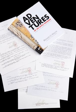 Lot #4035. Ron Wayne Collection of (5) Typed Letters Signed to Apple Confidential Author Owen Linzmayer, with Hand-Drawn Map, Apple-Founding Notes, and Inscribed Books