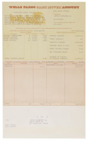 Lot #4005 Steve Jobs: July 1976 Wells Fargo Account Statements for Apple Computer Co. - Tracing the Funds Behind Early Apple-1 Production - Image 2