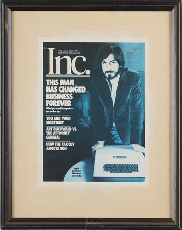 Lot #4019. Steve Jobs 1981 Inc. Magazine Cover Display, Which Hung in His Childhood Bedroom