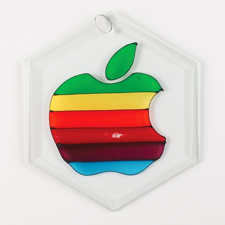 Lot #4020. Steve Jobs Vintage Rainbow Apple Logo Stained Glass Suncatcher, Which Hung in His Boyhood Bedroom