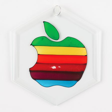 Lot #4020 Steve Jobs Vintage Rainbow Apple Logo Stained Glass Suncatcher, Which Hung in His Boyhood Bedroom - Image 2