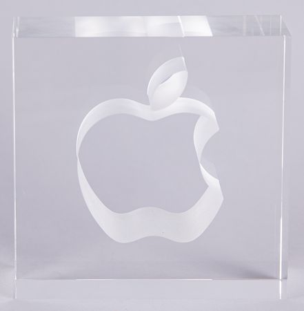 Lot #4016. Apple 10-Year Employee Service Crystal Award with Original Box, Presented to Steve Jobs's Stepbrother