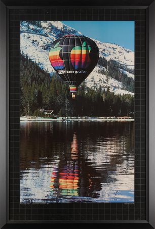 Lot #4011. Steve Jobs's Personally-Owned Apple Computer Rainbow Logo Hot Air Balloon Promotional Poster, Given to His Father