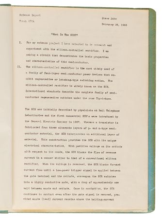 Lot #4006 Steve Jobs Personally-Built 8th Grade Science Fair Project: 