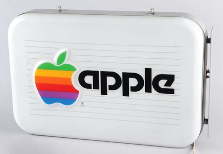 Lot #4129 Apple Computer (2) 'Rainbow Logo' Double-Sided Illuminated Dealer Signs for the European Market - Image 2