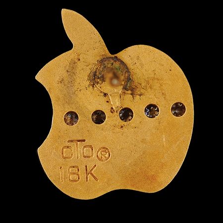 Lot #4115 Apple Computer (2) 18K Gold Employee-Recognition Pins - Diamond Five-Year Service Pin and Rare 'Golden Apple Club' Award Pin - Image 2