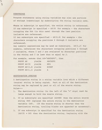 Lot #4042 Apple-1 Computer Preliminary Apple BASIC Users Manual (October 1976) - Image 10