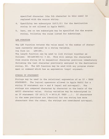 Lot #4042 Apple-1 Computer Preliminary Apple BASIC Users Manual (October 1976) - Image 11