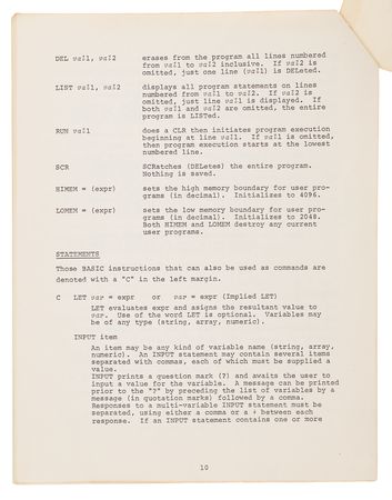 Lot #4042 Apple-1 Computer Preliminary Apple BASIC Users Manual (October 1976) - Image 13